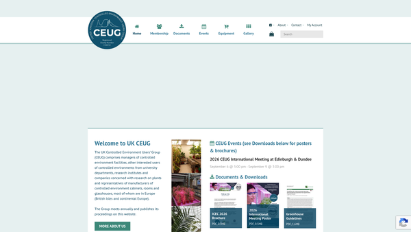 Screenshot of the UK Controlled Environment User's Group website