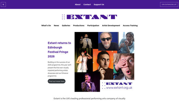 Screenshot of the Extant website