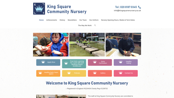 Screenshot of the King Square Community Nursery Ltd website