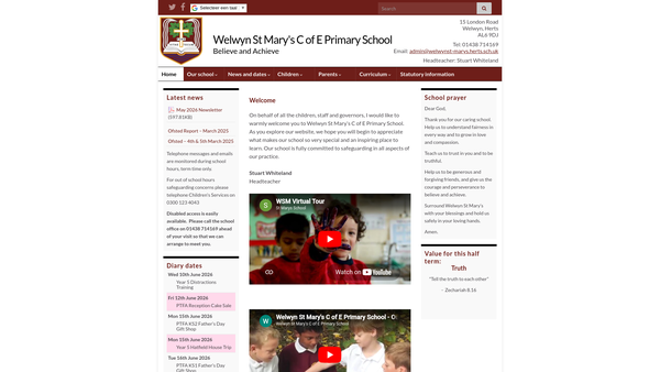 Screenshot of the Welwyn St Mary's School Fund website