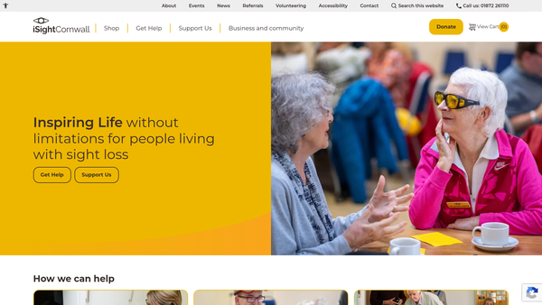 Screenshot of the The Cornwall Blind And Partially Sighted Association website
