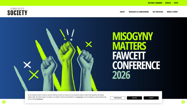 Screenshot of the The Fawcett Society website