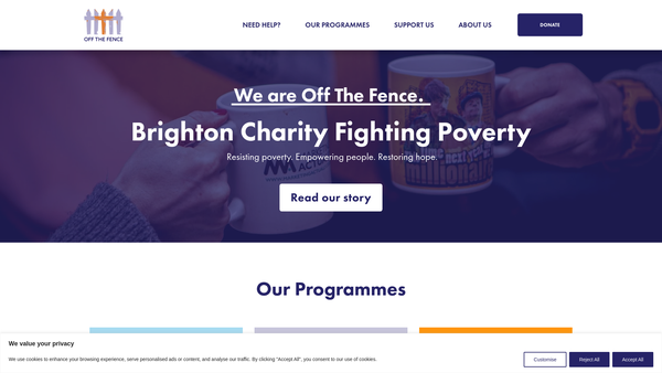 Screenshot of the Off The Fence Trust Limited website