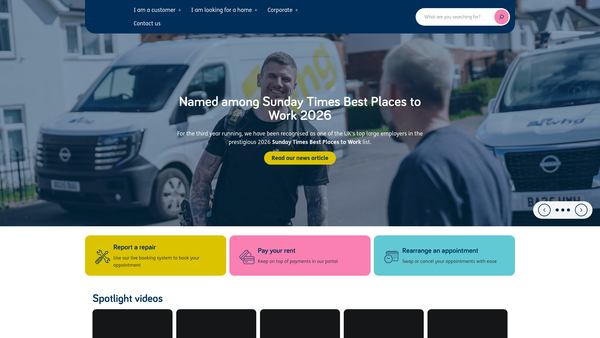Screenshot of the Walsall Housing Group Limited website