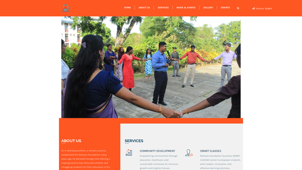 Screenshot of the Ratnam Foundation website