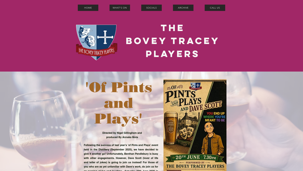 Screenshot of the The Bovey Tracey Players website