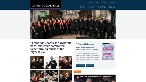 Screenshot of the Cambridge Chorale website