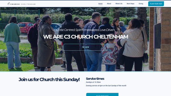 Screenshot of the Christian City Church - Cheltenham website