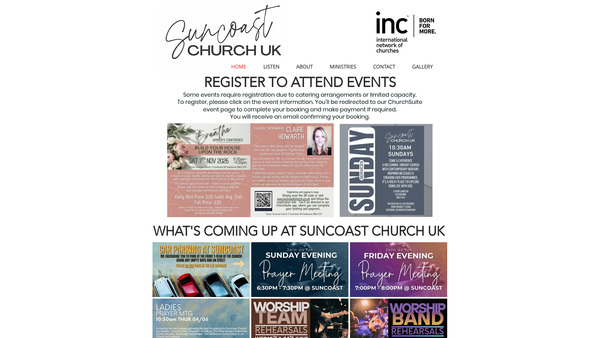 Screenshot of the Suncoast Church website
