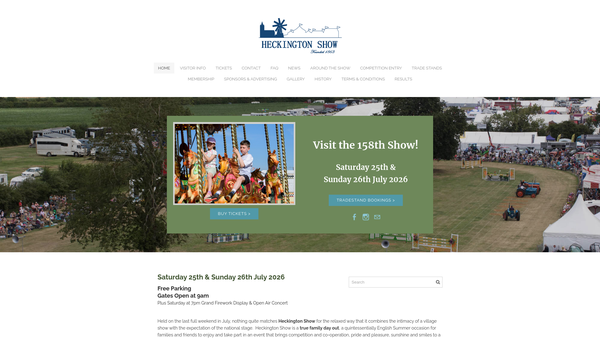 Screenshot of the Heckington And District Agricultural Society website
