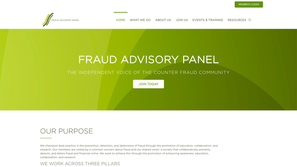 Screenshot of the Fraud Advisory Panel website