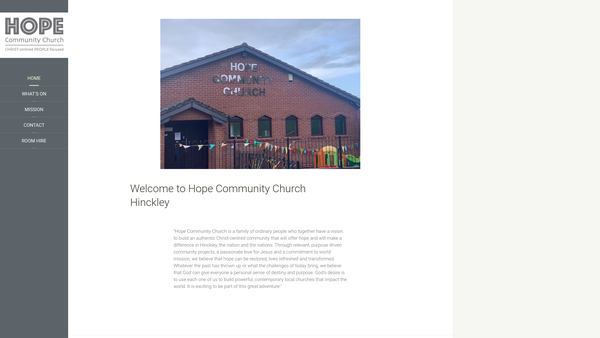 Screenshot of the The Hope Community Church Hinckley website