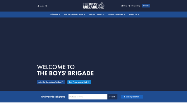 Screenshot of the The Boys' Brigade Archive Trust website