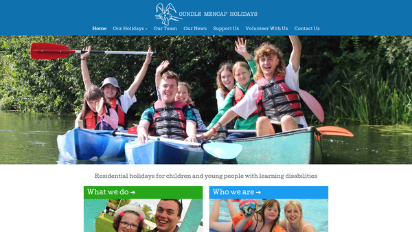 Screenshot of the Oundle Mencap Holidays Ltd website
