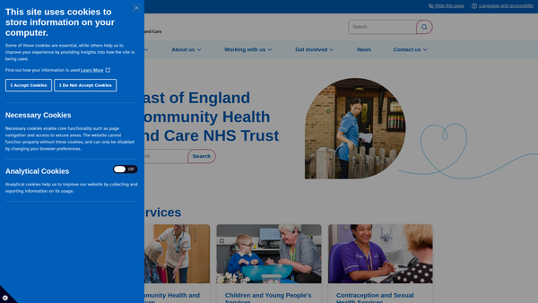 Screenshot of the Cambridgeshire Community Services NHS Trust Charitable Funds website