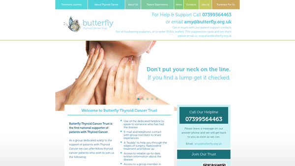 Screenshot of the Butterfly Thyroid Cancer Trust website