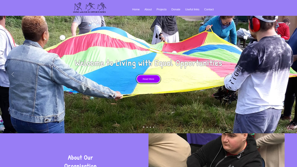 Screenshot of the Living with Equal Opportunities Ltd website