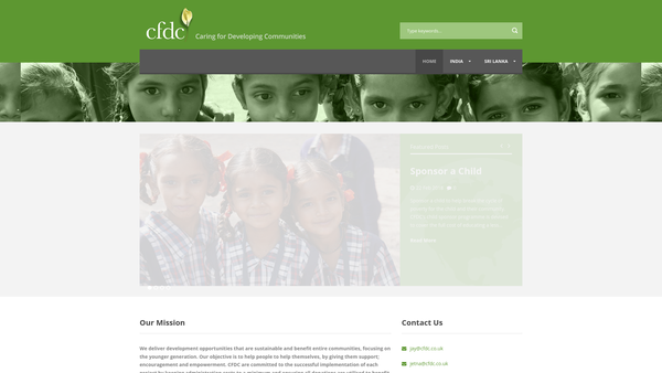 Screenshot of the Caring For Developing Communities website