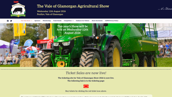 Screenshot of the The Vale Of Glamorgan Agricultural Society website