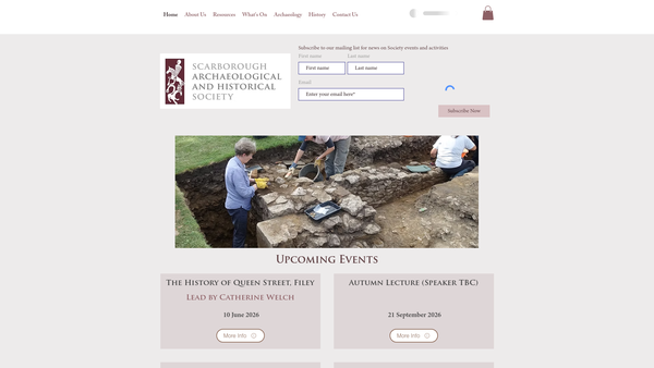Screenshot of the Scarborough Archaeological And Historical Society website