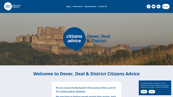 Screenshot of the Dover Deal And District Citizens Advice Bureau website