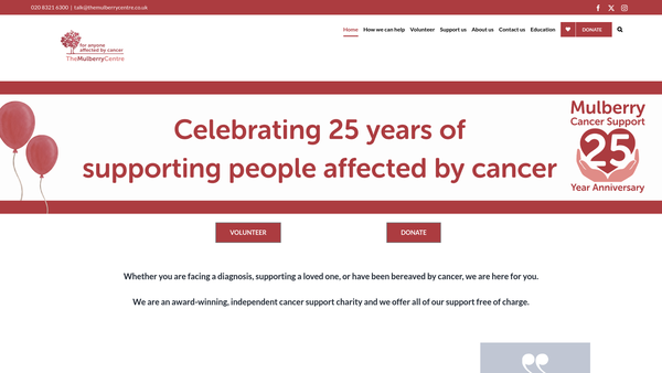 Screenshot of the The Mulberry Centre website