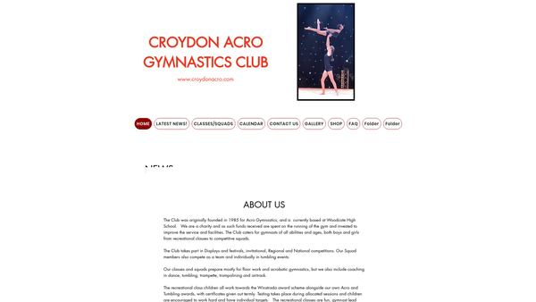 Screenshot of the Croydon Acro website