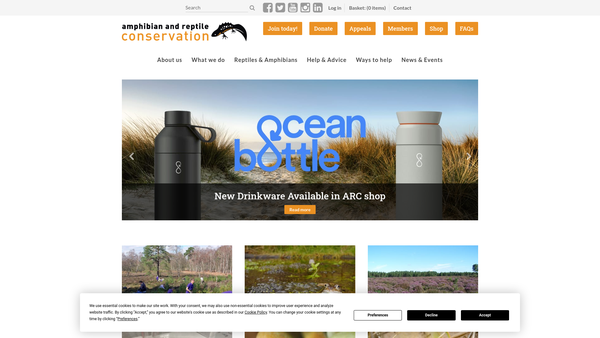 Screenshot of the The Herpetological Conservation Trust website