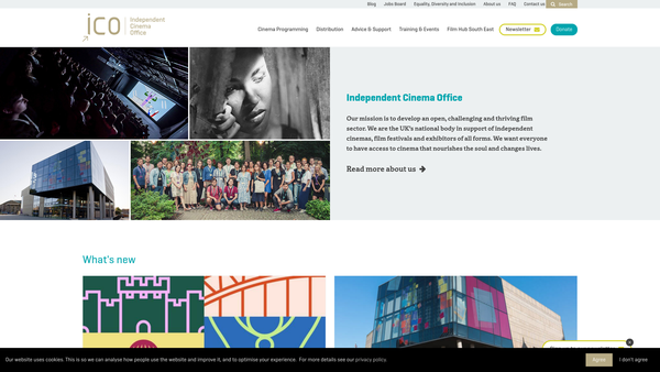 Screenshot of the Independent Cinema Office website