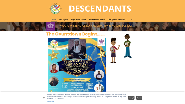 Screenshot of the Descendants website