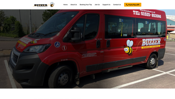 Screenshot of the Buzzer Buses (Dial A Ride) Ltd website