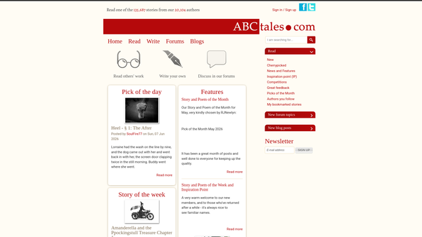 Screenshot of the Abc Tales Foundation website