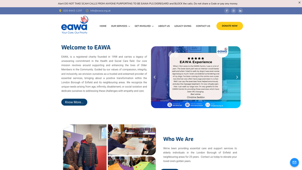 Screenshot of the Enfield Asian Welfare Association website