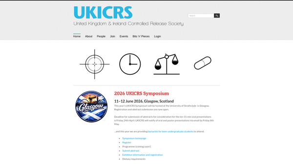 Screenshot of the UK And Ireland Controlled Release Society website