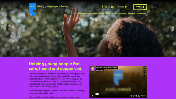 Screenshot of the The Eikon Charity website