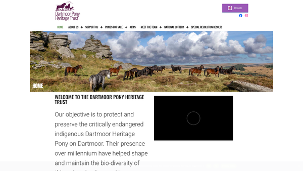Screenshot of the Dartmoor Pony Heritage Trust website