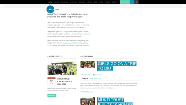 Screenshot of the Mukti Trust website