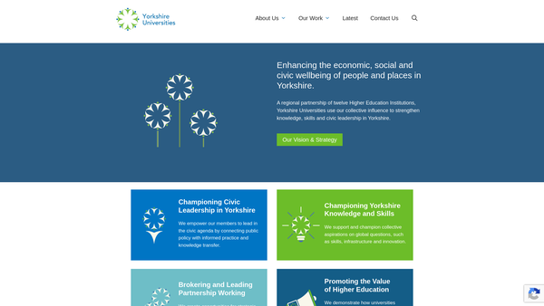 Screenshot of the Yorkshire Universities website