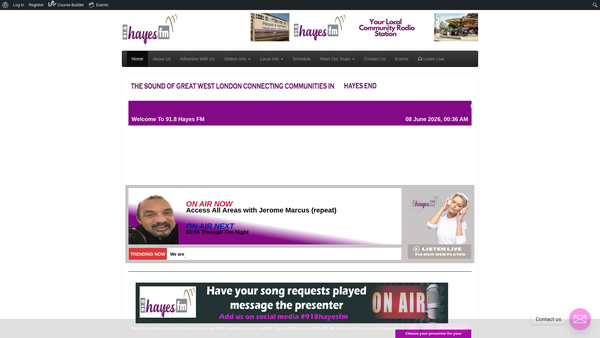 Screenshot of the Hayes FM - Film & Media website
