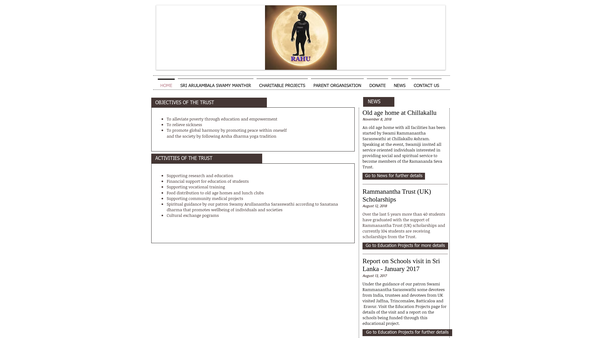 Screenshot of the Rammanantha Trust (UK) website