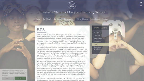 Screenshot of the Friends Of St Peter's School, Hammersmith website