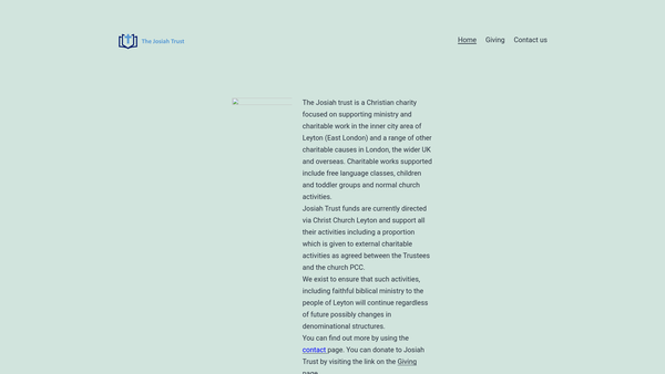 Screenshot of the The Josiah Trust website