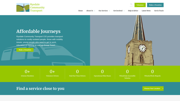 Screenshot of the Ryedale Community Transport CIO website
