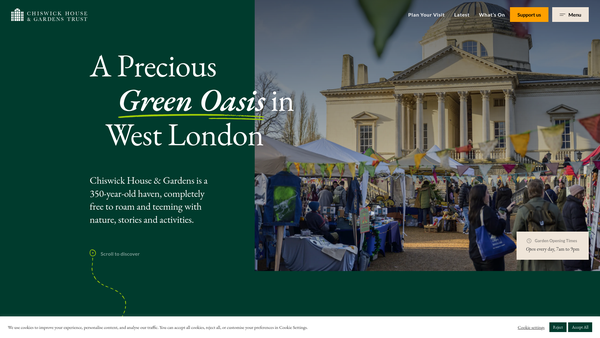 Screenshot of the Chiswick House And Gardens Trust website