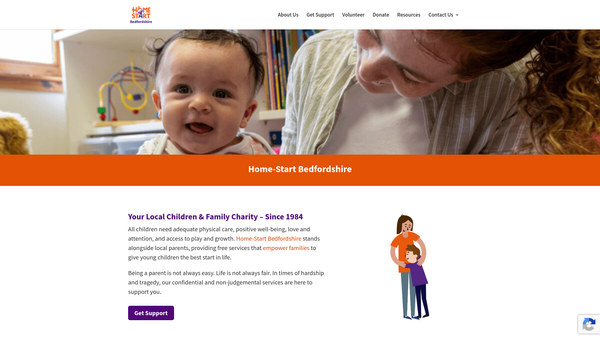 Screenshot of the Home-Start Bedfordshire website