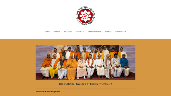 Screenshot of the The National Council Of Hindu Priests UK website