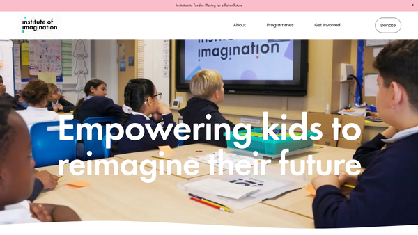 Screenshot of the Institute Of Imagination website