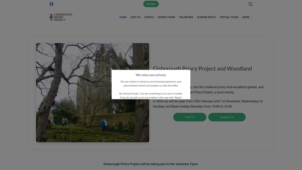 Screenshot of the Gisborough Priory Project Limited website