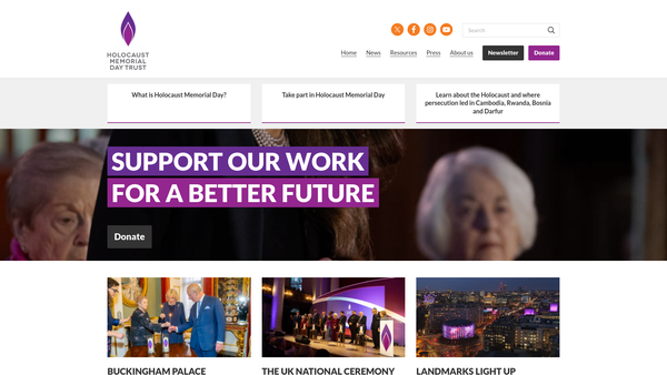 Screenshot of the Holocaust Memorial Day Trust website
