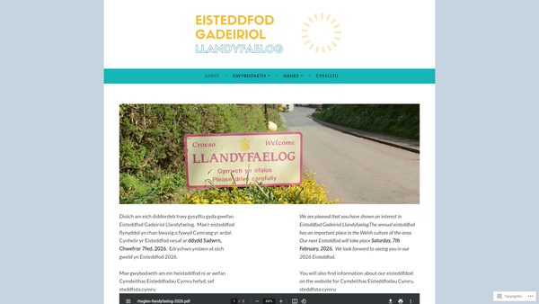 Screenshot of the Eisteddfod Gadeiriol Llandyfaelog website